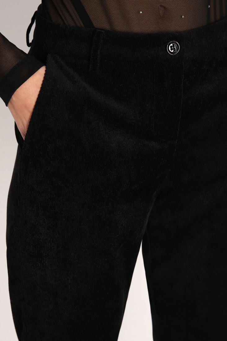 Pantaloni straight cropped monocolour con vita alta