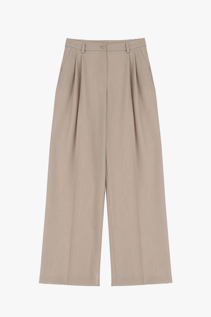 Pantaloni straight effetto denim con pinces