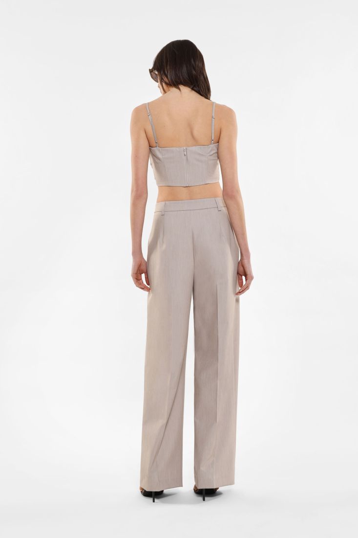 Pantaloni straight effetto denim con pinces