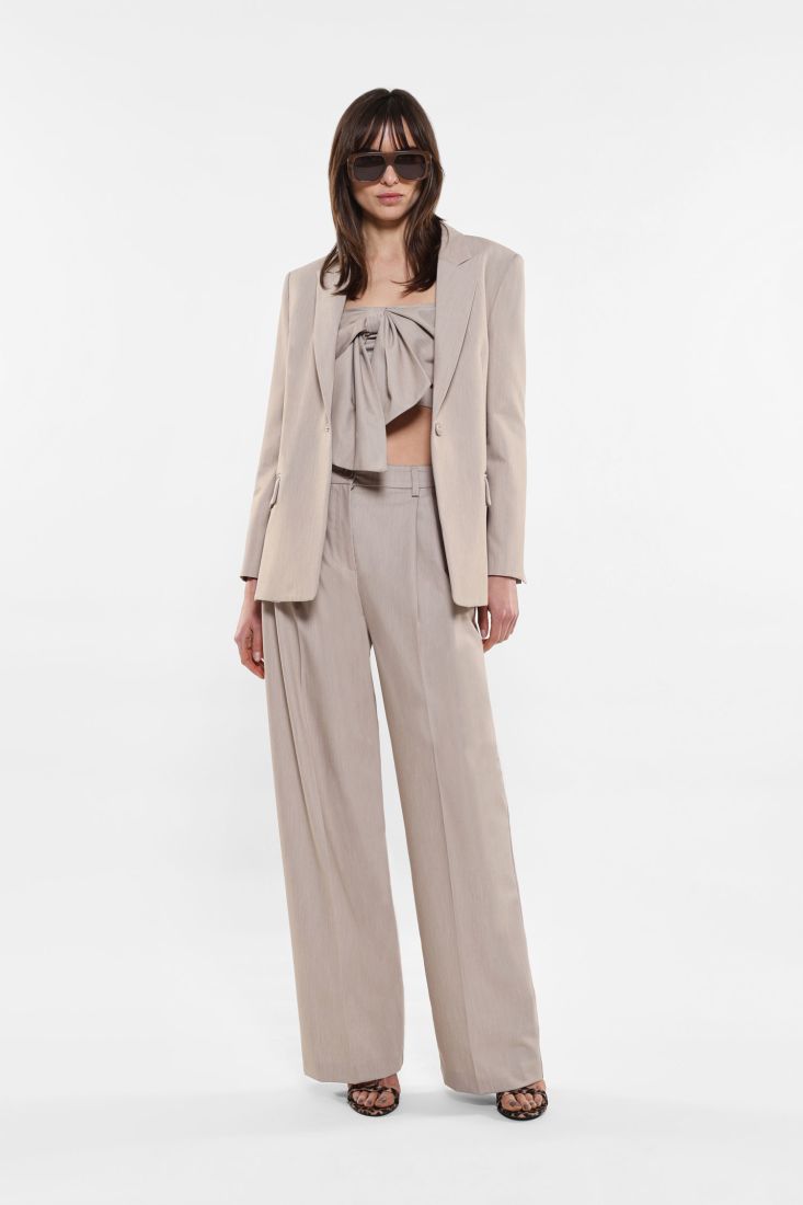 Pantaloni straight effetto denim con pinces