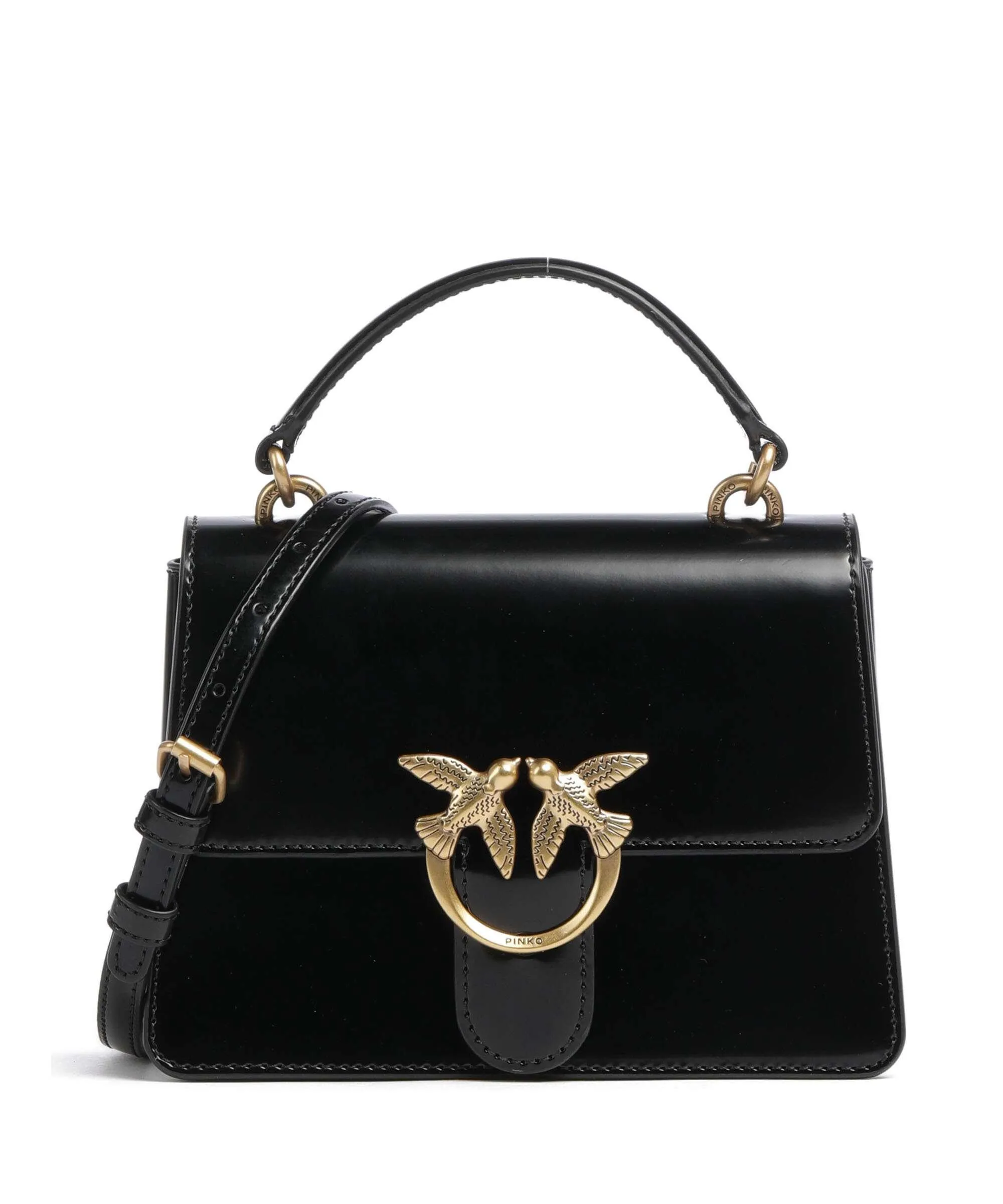  Pinko Love One Mini Borsa a tracolla pelle liscia nero  