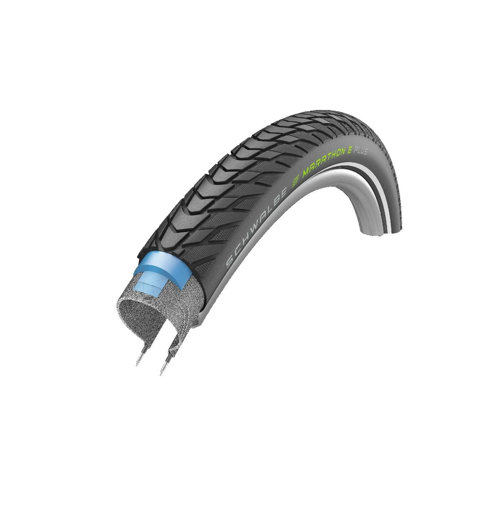 Pneumatico Schwalbe MARATHON E-PLUS 28x1.50 PerformanceLine TwinSkin SmartDualGuard Addix E nero con strisce riflettenti