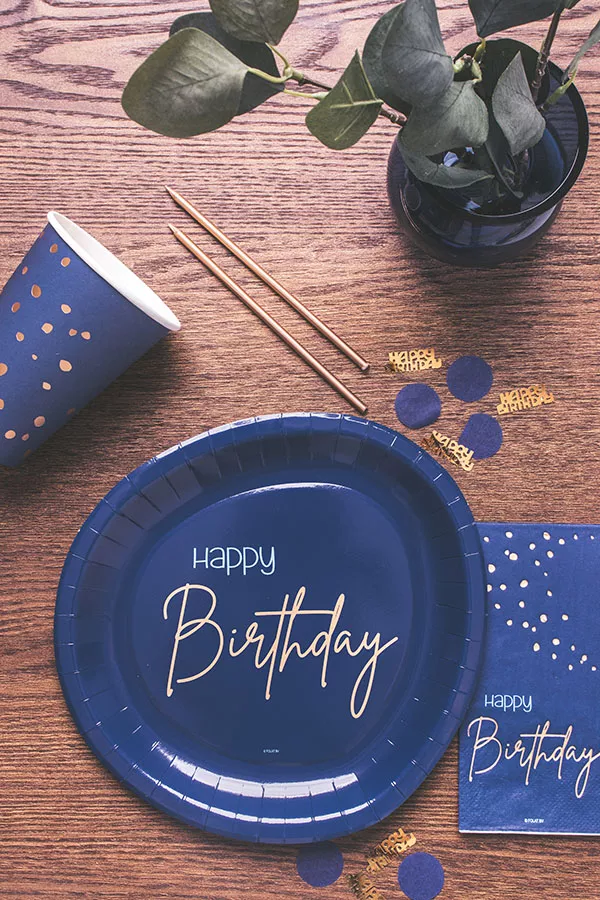 Raccoglitore per festa del 25 ° compleanno 36 pezzi Blu elegante