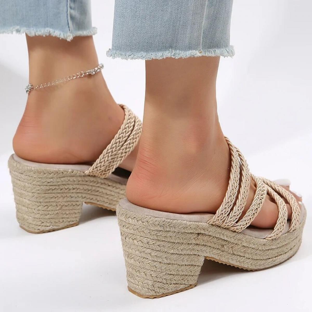 Sandali con plateau robusti da donna con fondo spesso espadrillas con rivetti scarpe da donna 2023 sandali gladiatore con tessit