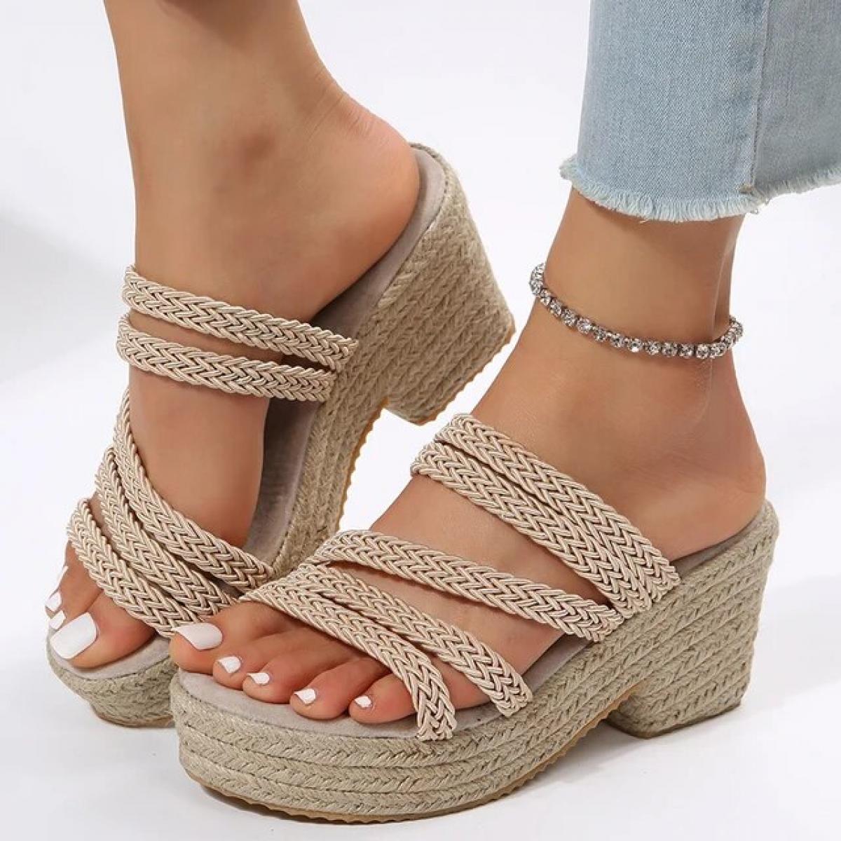 Sandali con plateau robusti da donna con fondo spesso espadrillas con rivetti scarpe da donna 2023 sandali gladiatore con tessit