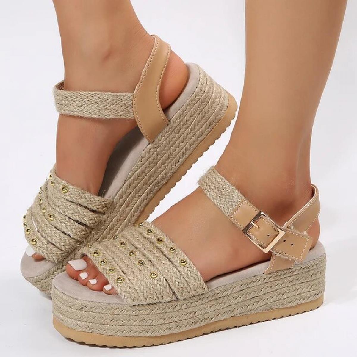 Sandali con plateau robusti da donna con fondo spesso espadrillas con rivetti scarpe da donna 2023 sandali gladiatore con tessit