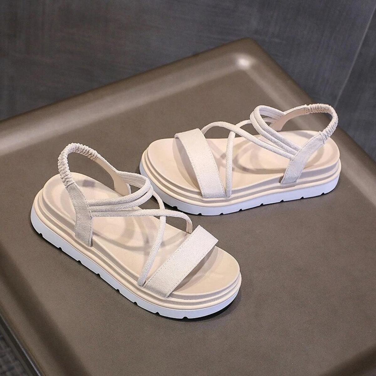 Sandali con tacco beige Muffin Scarpe Scarpe femminili Espadrillas Piattaforma Med 2022 Zoccoli da donna Zeppa Tutti i fiammifer