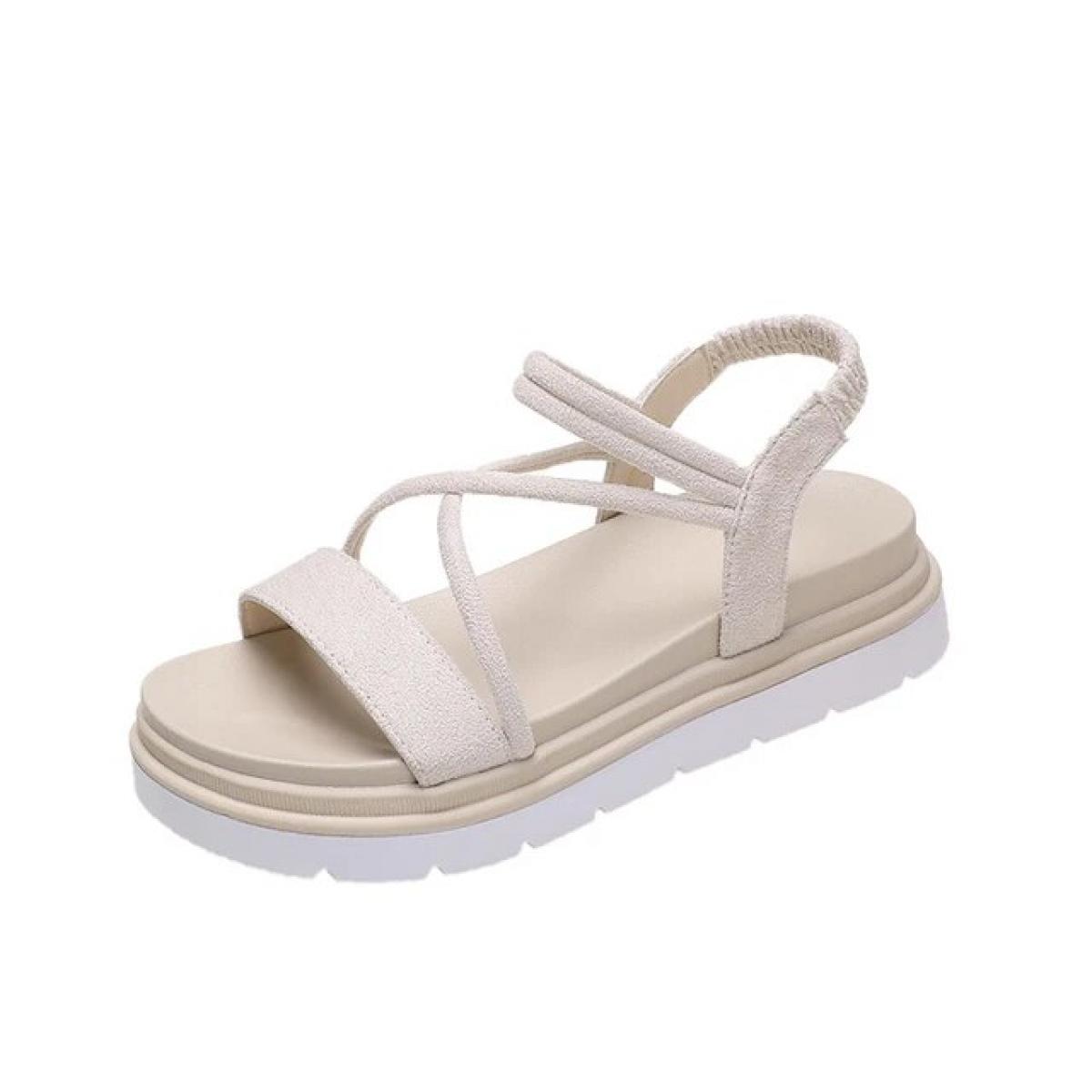 Sandali con tacco beige Muffin Scarpe Scarpe femminili Espadrillas Piattaforma Med 2022 Zoccoli da donna Zeppa Tutti i fiammifer