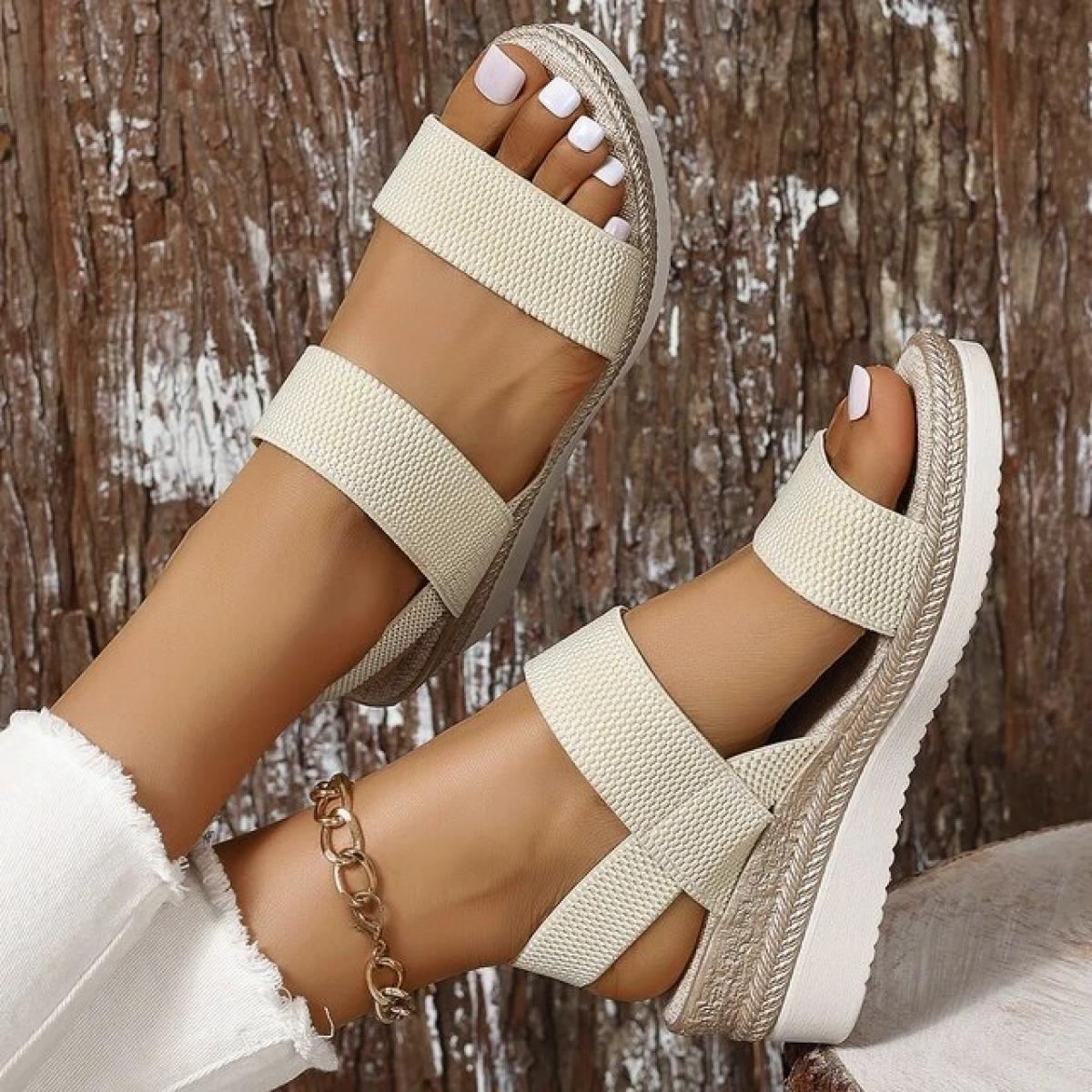 Sandali con zeppa ultraleggeri Sandali con zeppa da donna Estate 2024 Sandali con plateau espadrillas in maglia elastica Donna a