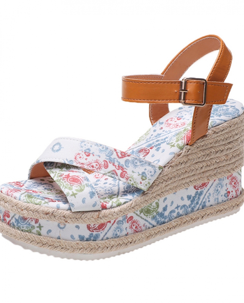 Sandali Della Piattaforma delle signore 2022 Nuove Donne di Estate Comode Zeppe Tacchi Alti Retro Pompe Sandalia Espadrillas Fem