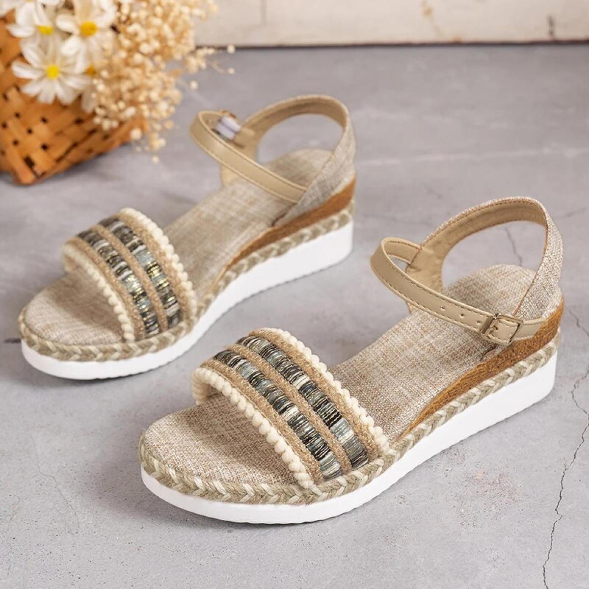 Sandali espadrillas con zeppa da donna estate 2023 sandali romani con plateau antiscivolo donna sandali da passeggio casual legg
