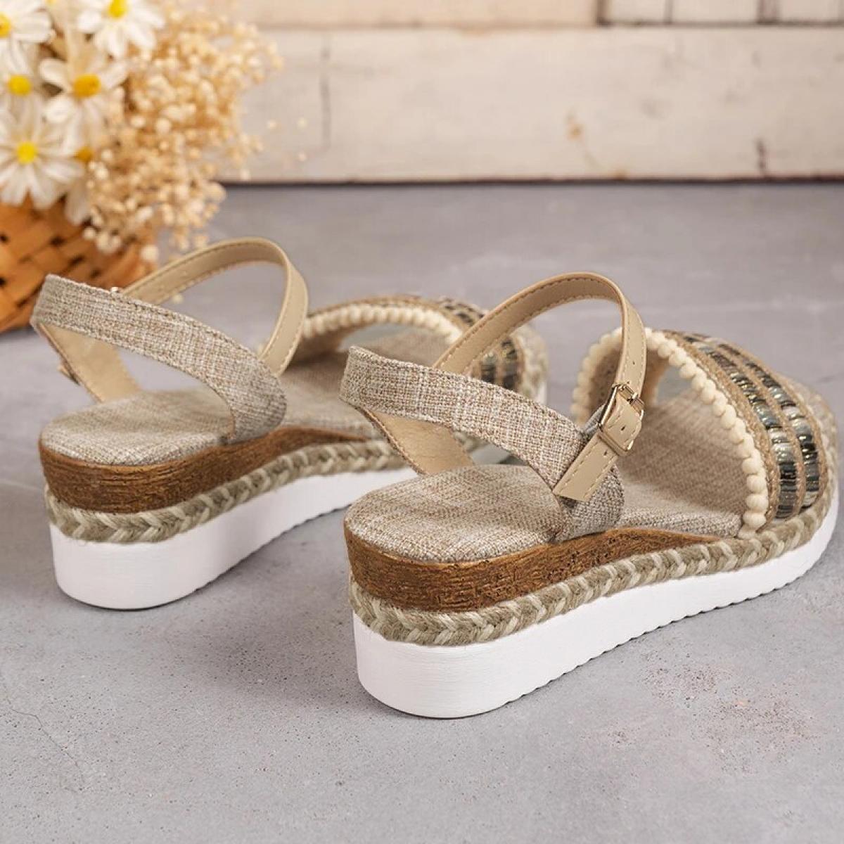Sandali espadrillas con zeppa da donna estate 2023 sandali romani con plateau antiscivolo donna sandali da passeggio casual legg