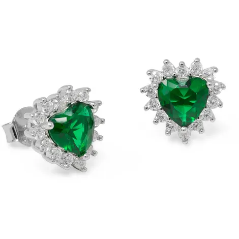 SARNIORO Orecchini cuore in argento925 color smeraldo