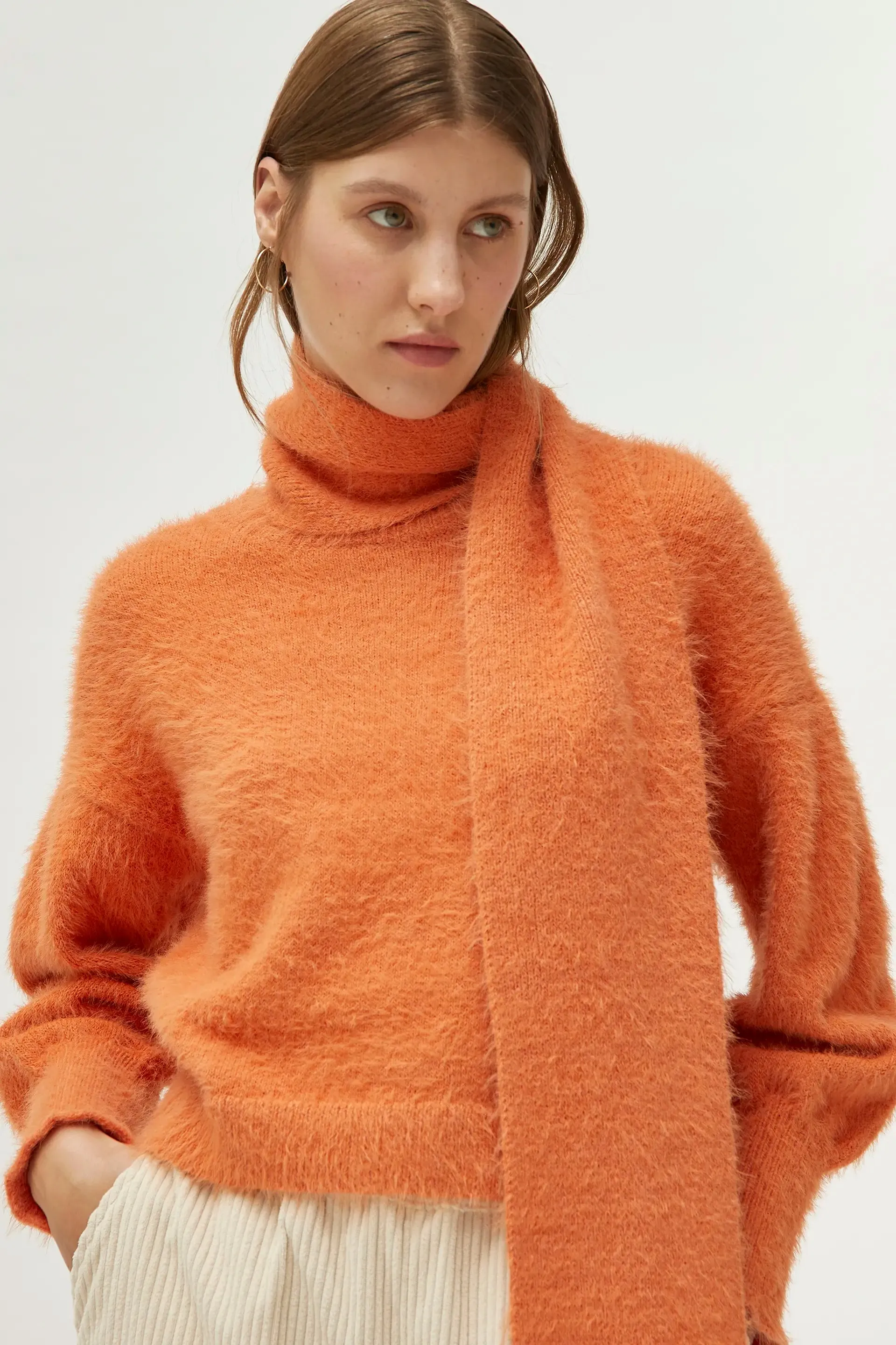 Sciarpa in maglia testurizzata arancione