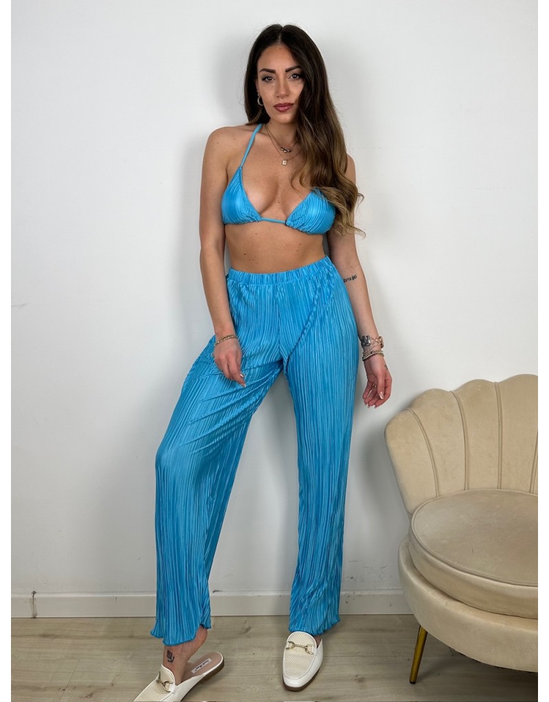 SET CLAUDIA AZZURRA: BIKINI + PANTALONI