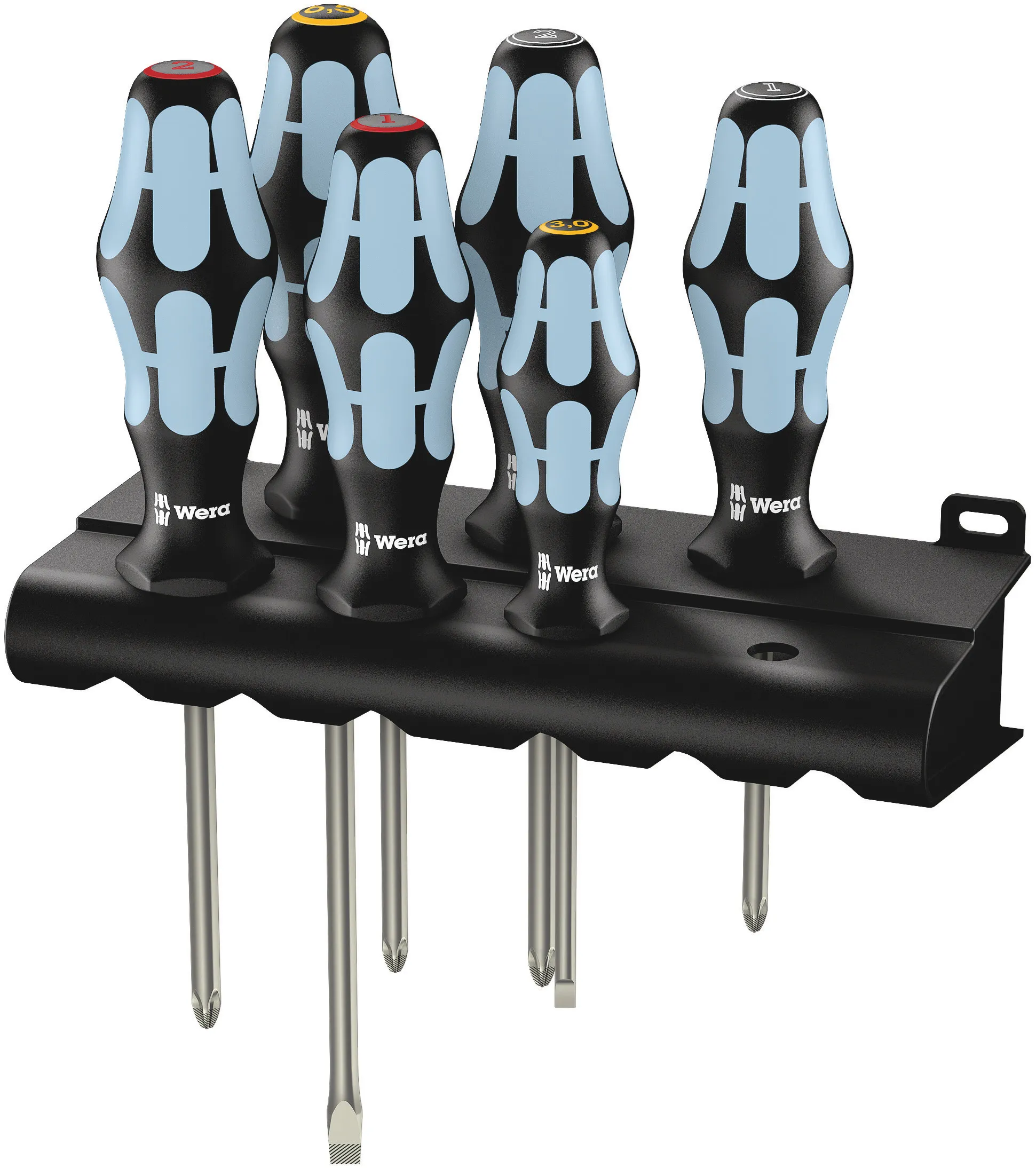 Set di cacciaviti Wera, 6 pezzi Phillips, Pozidriv, a taglio, lama cromata