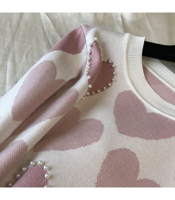 Set pants & pull cuori perle