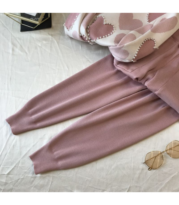 Set pants & pull cuori perle