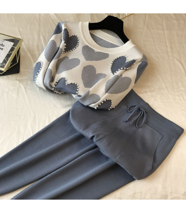 Set pants & pull cuori perle