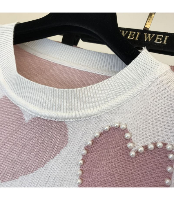 Set pants & pull cuori perle