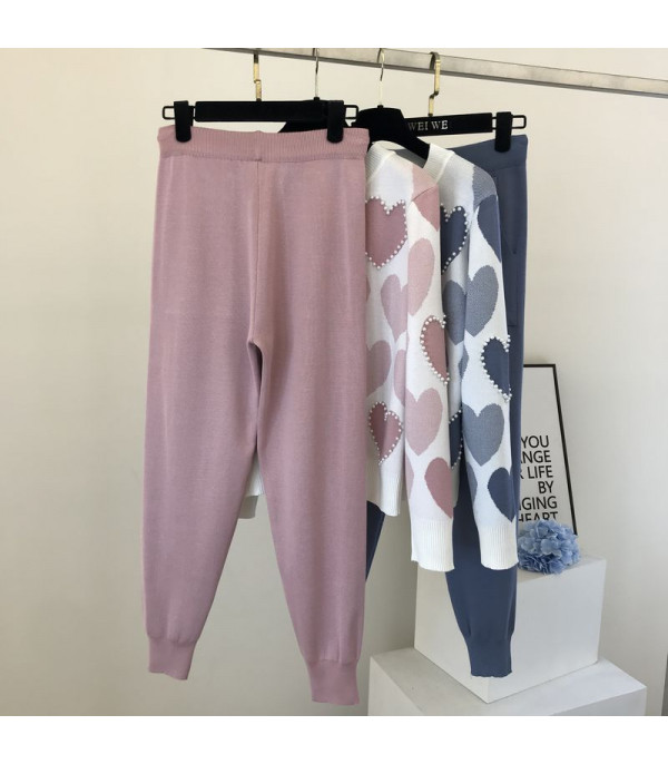 Set pants & pull cuori perle