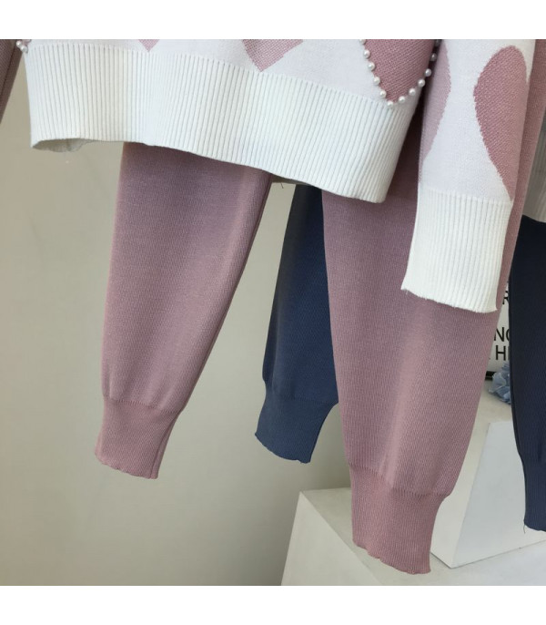 Set pants & pull cuori perle