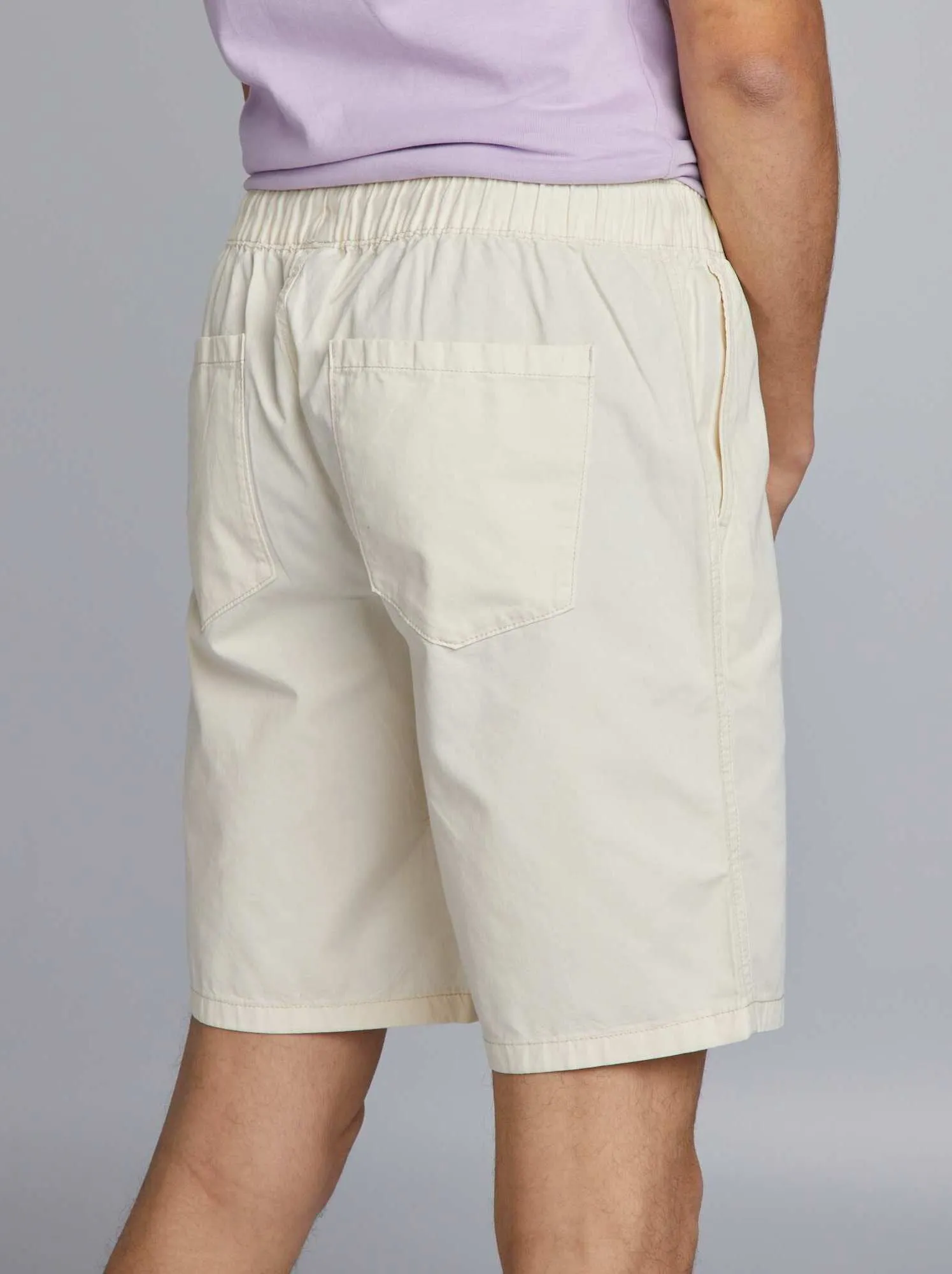 Shorts elasticizzati in cotone - BEIGE