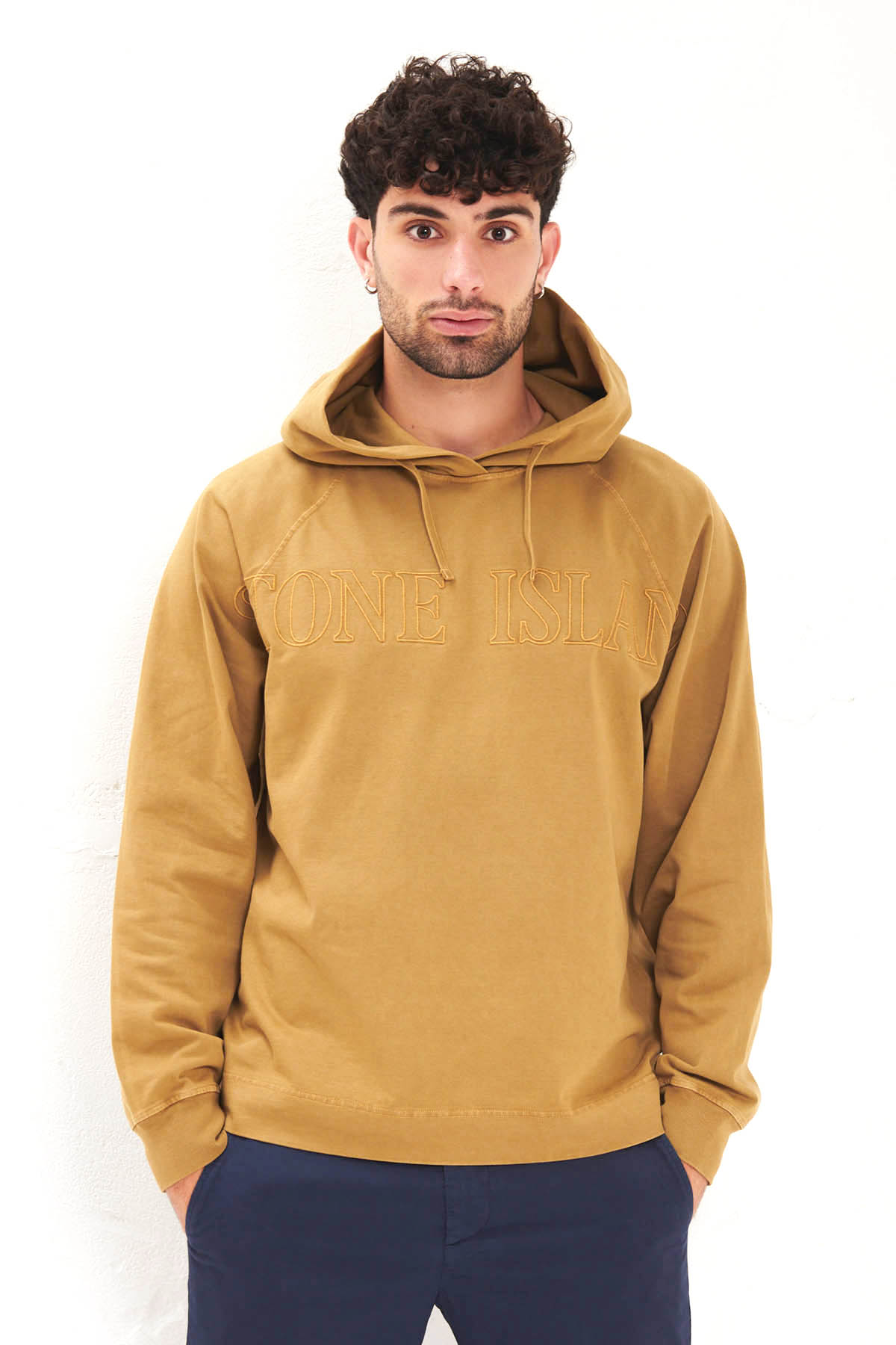 STONE ISLAND Felpa con cappuccio trattato OLD con maxi logo