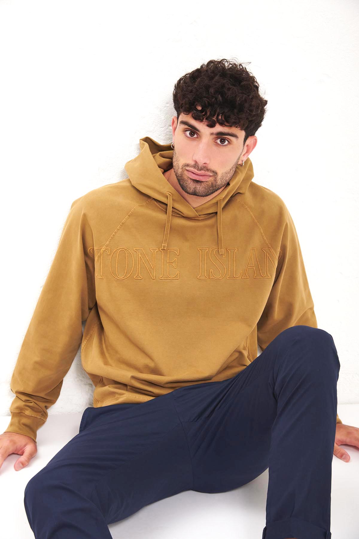 STONE ISLAND Felpa con cappuccio trattato OLD con maxi logo