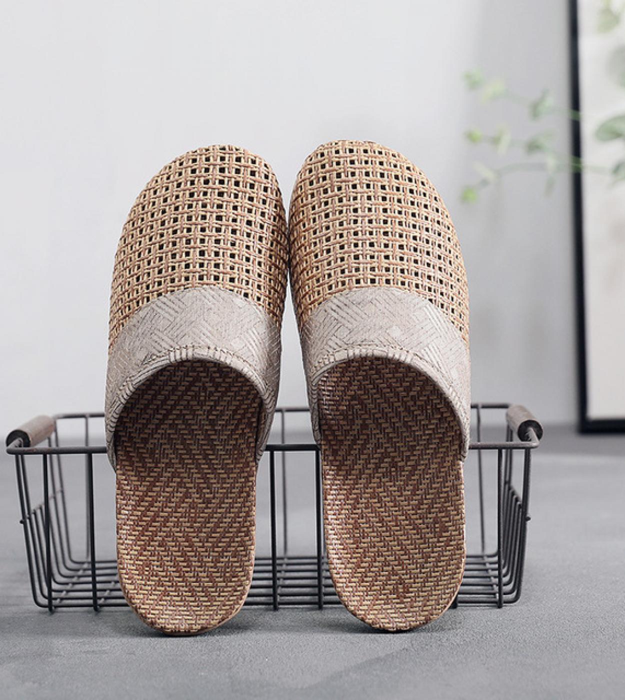 Summer New Indoor Scava Fuori Pantofole Traspiranti Retro Fiore Etnico Antiscivolo Espadrillas In Lino Scarpe Coppia Femminile C