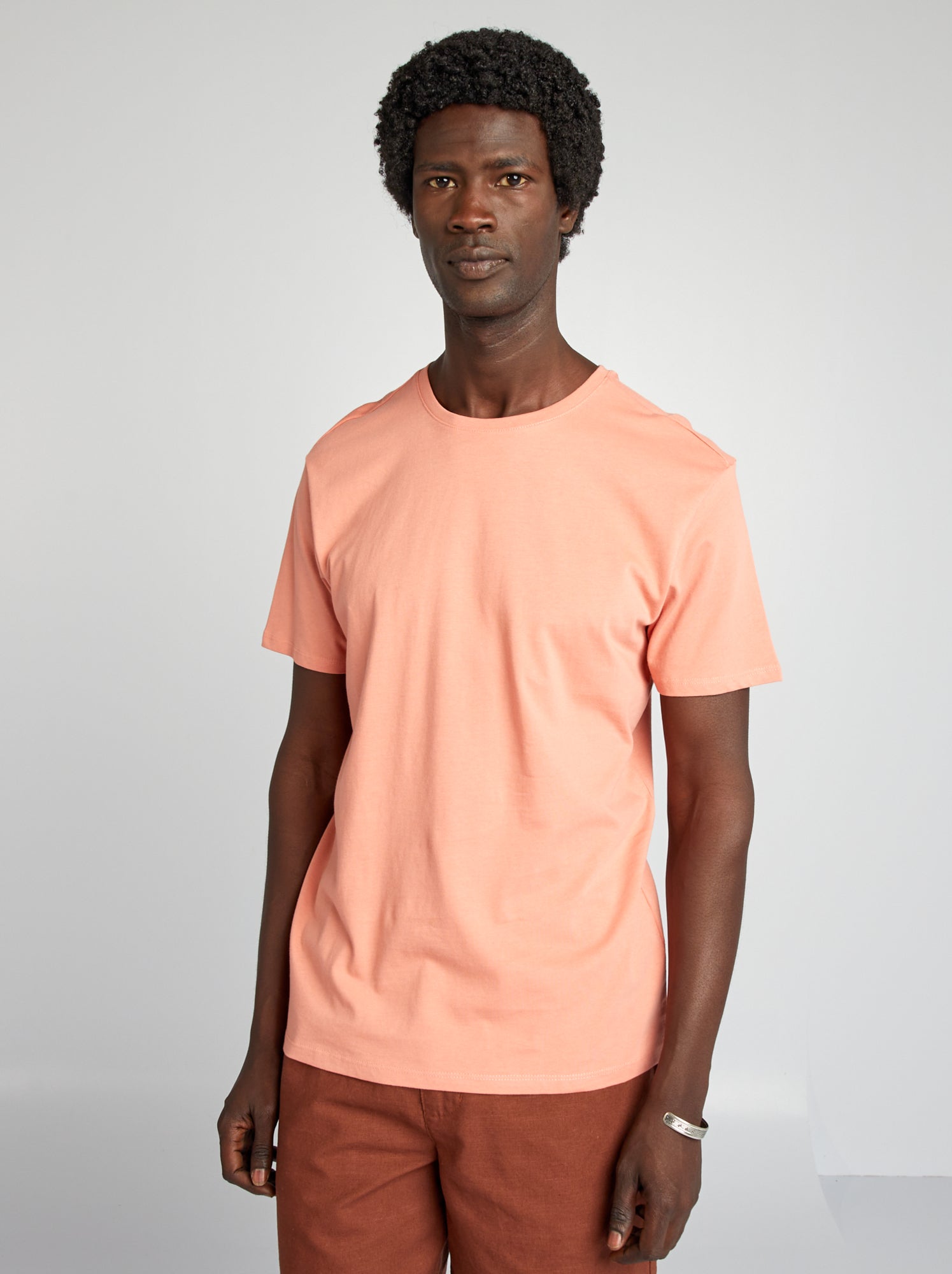 T-shirt dritta in jersey tinta unita - ARANCIONE