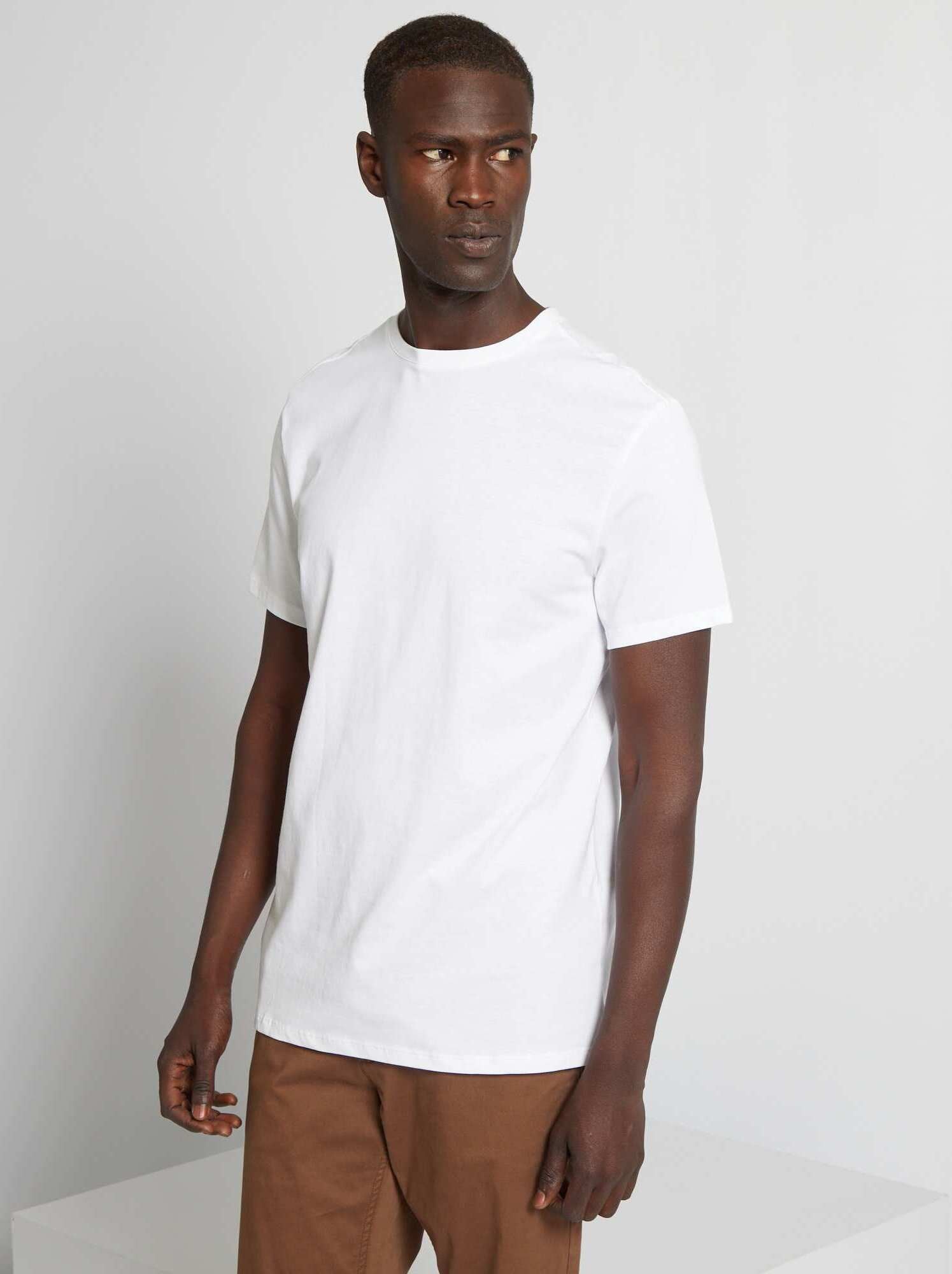 T-shirt dritta in jersey tinta unita - bianco