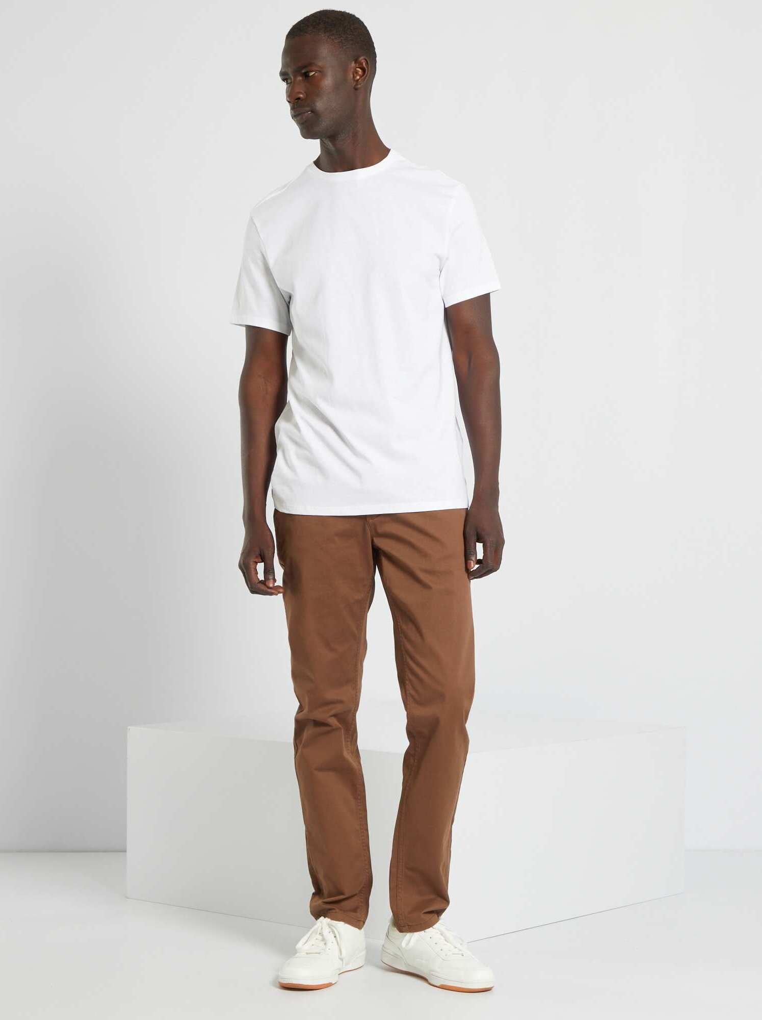 T-shirt dritta in jersey tinta unita - bianco