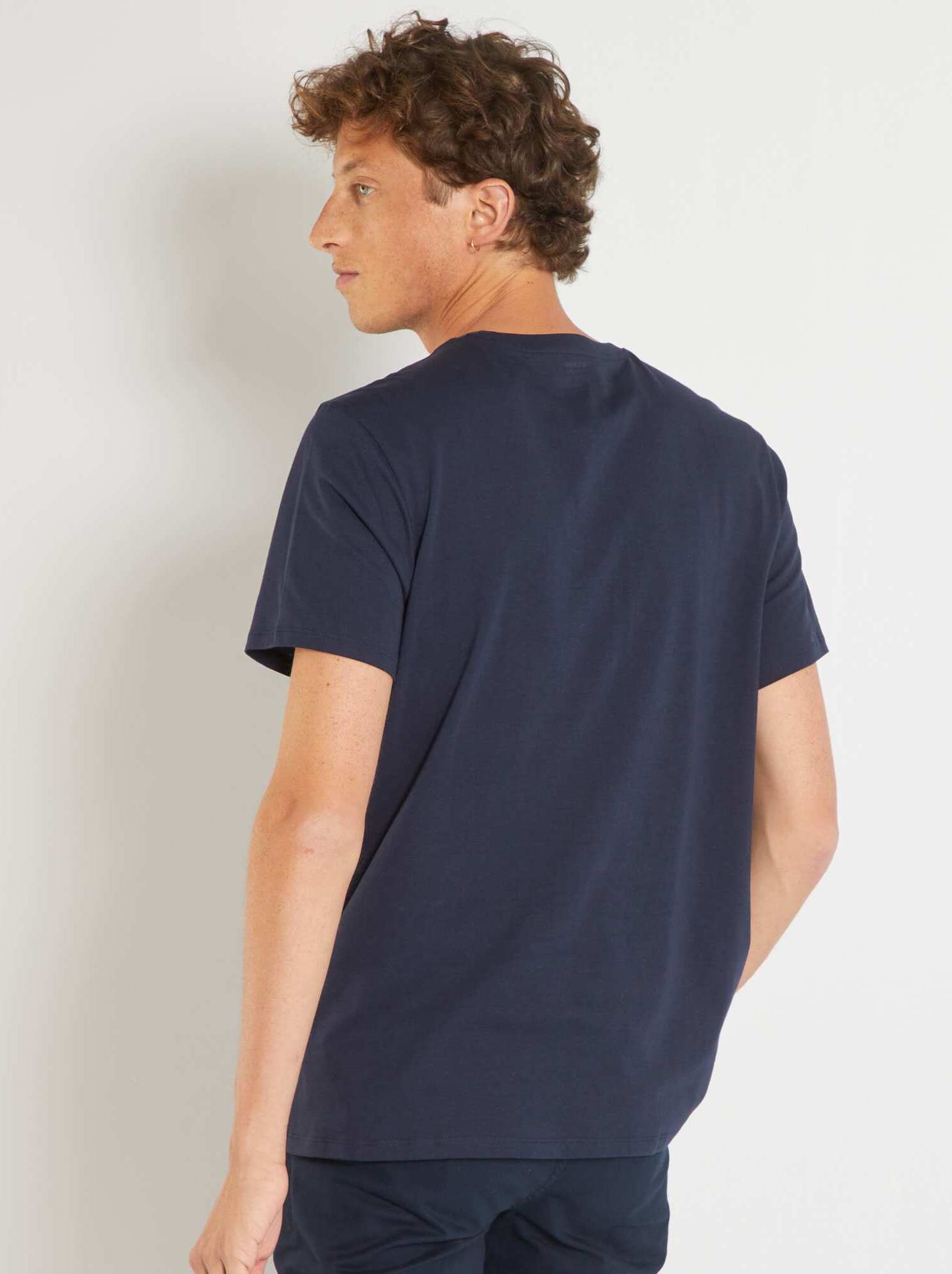 T-shirt dritta in jersey tinta unita - blu scuro