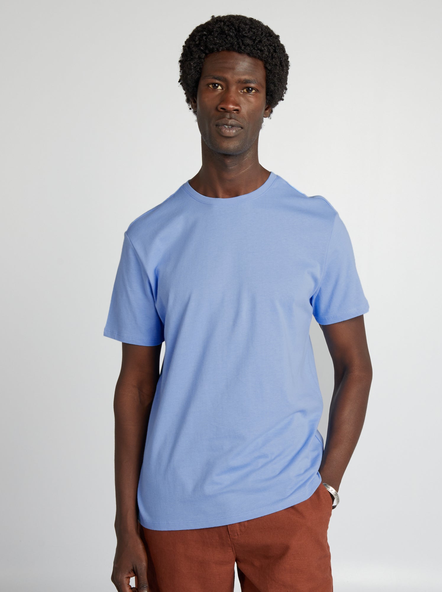 T-shirt dritta in jersey tinta unita - BLU