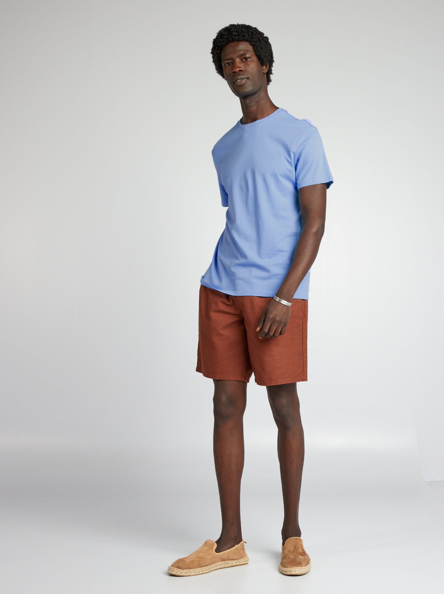 T-shirt dritta in jersey tinta unita - BLU
