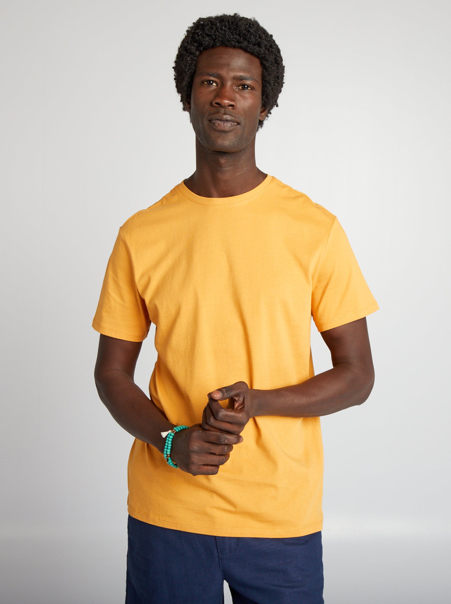 T-shirt dritta in jersey tinta unita - GIALLO