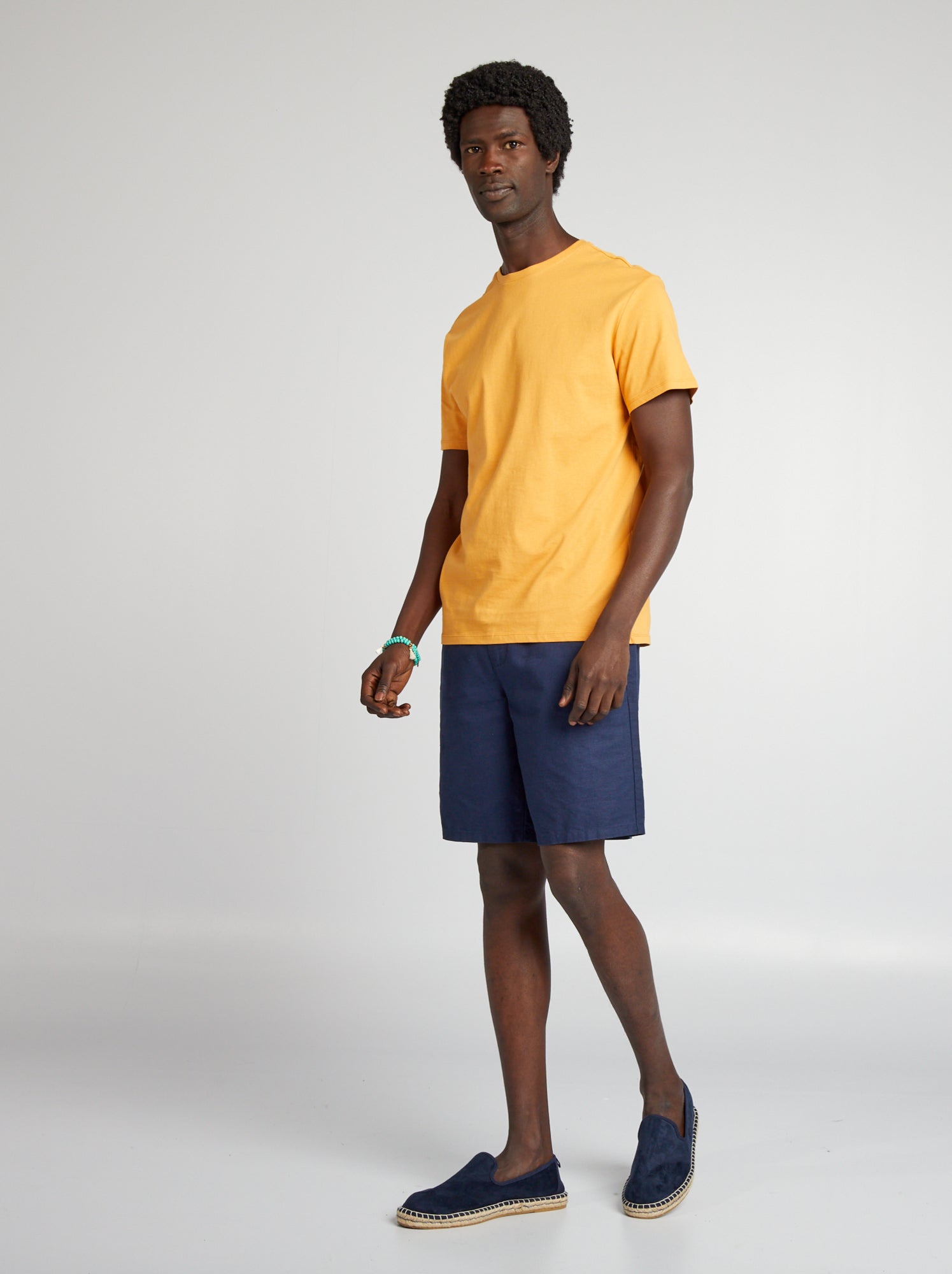 T-shirt dritta in jersey tinta unita - GIALLO