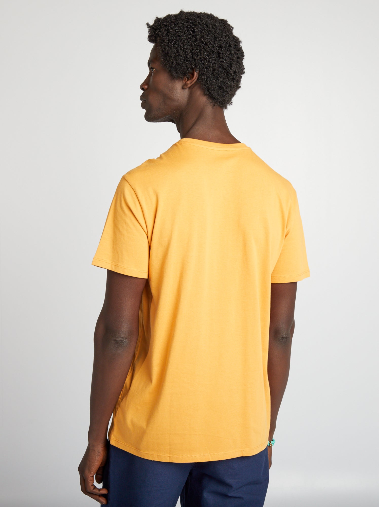 T-shirt dritta in jersey tinta unita - GIALLO
