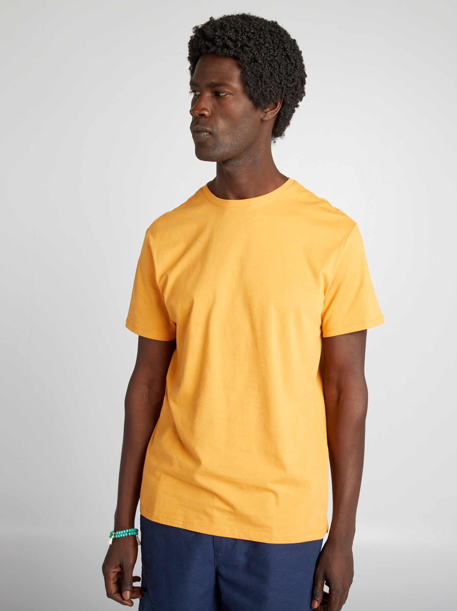 T-shirt dritta in jersey tinta unita - GIALLO