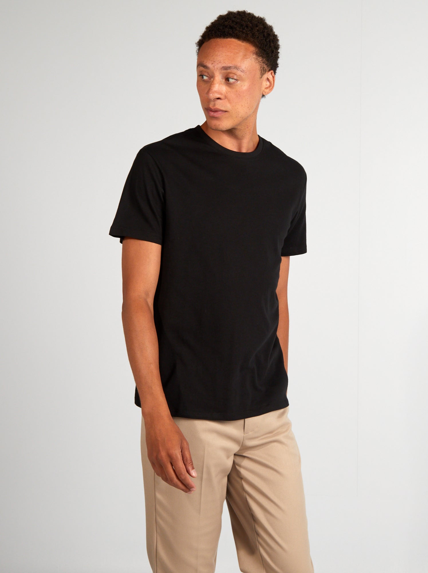 T-shirt dritta in jersey tinta unita - nero