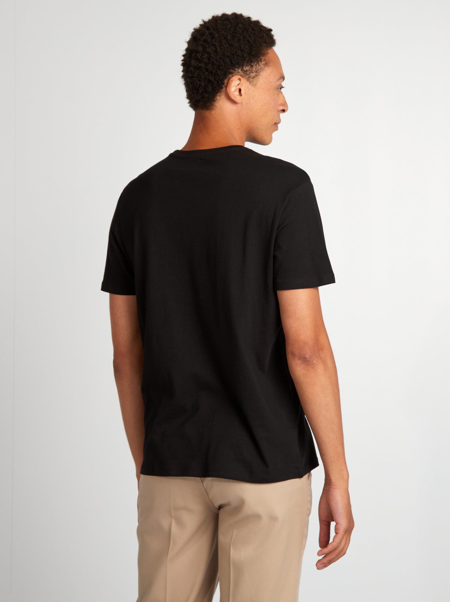 T-shirt dritta in jersey tinta unita - nero