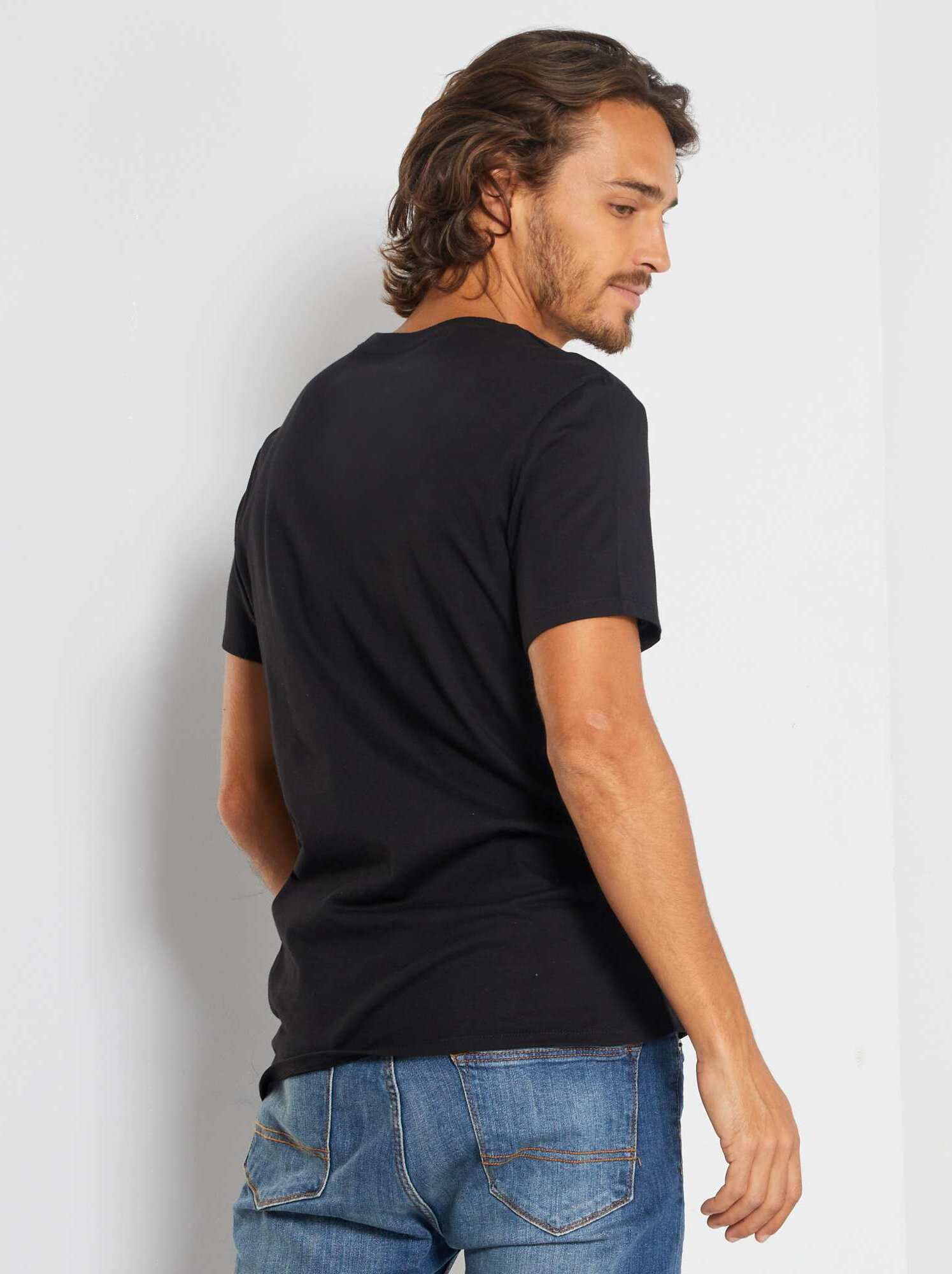 T-shirt dritta in jersey tinta unita - nero
