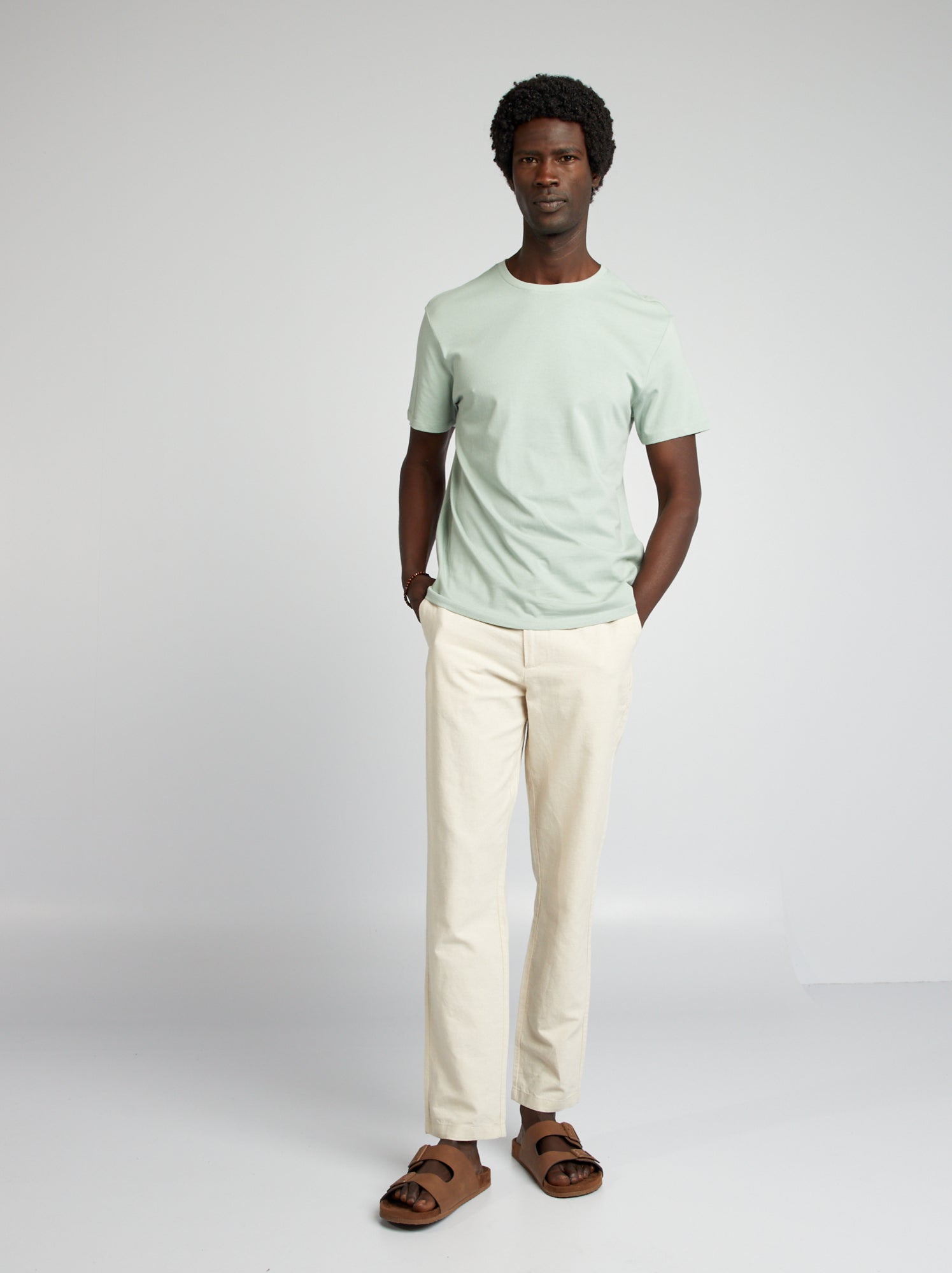 T-shirt dritta in jersey tinta unita - VERDE