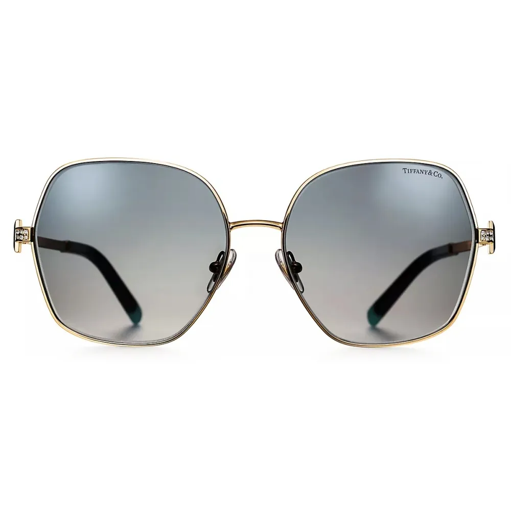 Tiffany & Co. - Occhiale da Sole Irregolare - Oro Specchiato Blu Sfumate - Collezione Tiffany T - Tiffany & Co. Eyewear