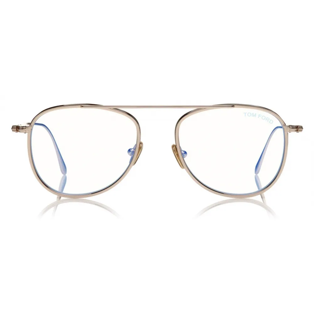 Tom Ford - Round Shape Blue Block Optical - Oro Rosa Lucido - FT5691-B - Occhiali da Vista - Tom Ford Eyewear