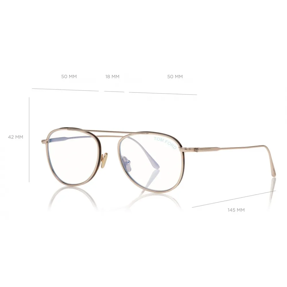 Tom Ford - Round Shape Blue Block Optical - Oro Rosa Lucido - FT5691-B - Occhiali da Vista - Tom Ford Eyewear