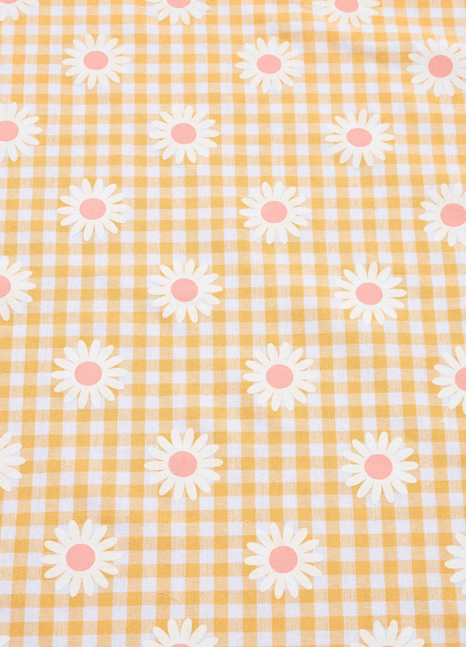 Tovaglia 4 posti in cotone con motivo a quadri e fiori