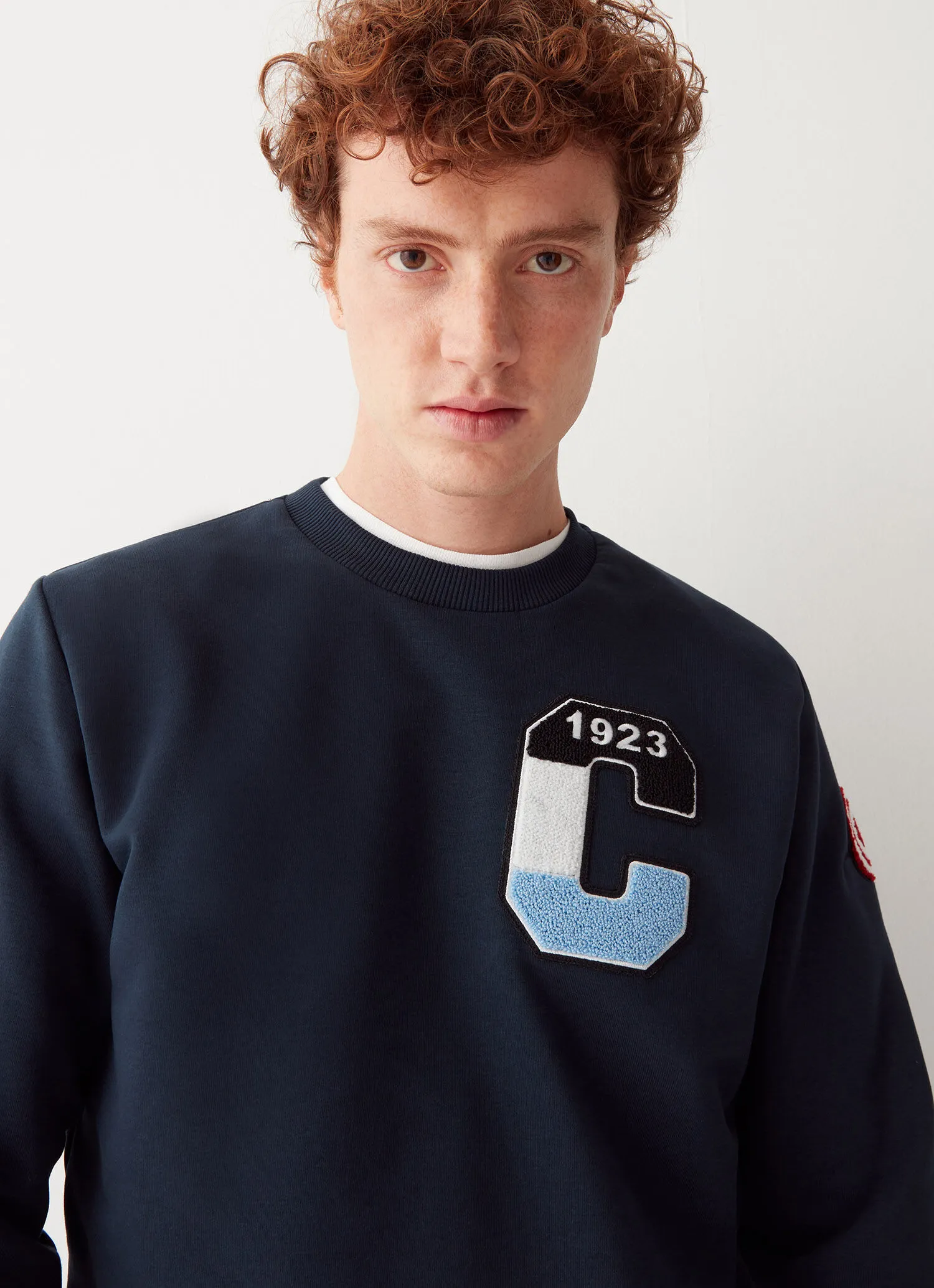 Varsity cotton blend round neck sweatshirt