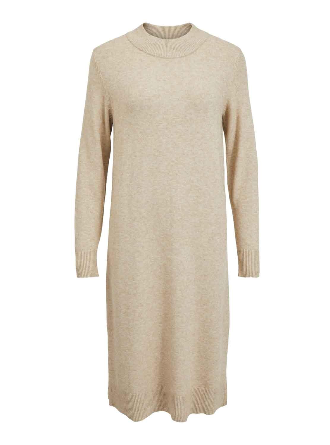 Vestito Vila Viril Crew Neck Beige per Donna